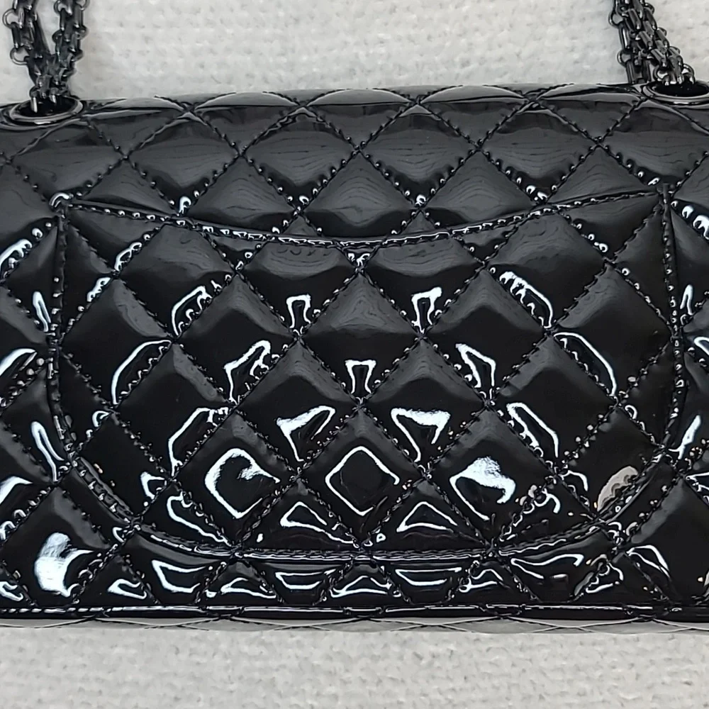 Chanel So Black Classic Patent Quilted Med 2.55 Reissue Double Flap Bag NWT/NIB